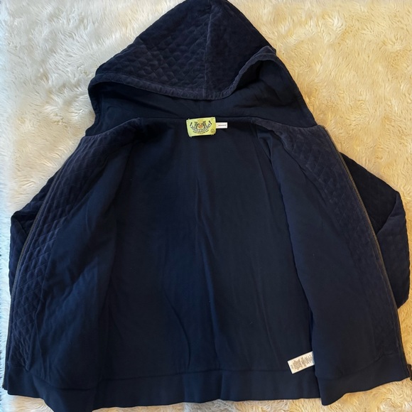 Y2K Juicy Couture Velour Quilted Zip-up Hoodie - Large Navy - Picture 8 of 10